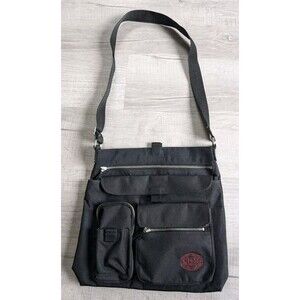 Fossil F/54 Y2K Natural Canvas Leather Strap Messenger Black